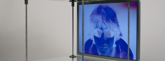 "virtual reality 10-15-05", year 2010, 15 inch LCD-TV, camera, float-glass, hardware
